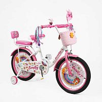Велосипед дитячий двоколісний Corso ML-30174 «Emily» (колеса Ø18"/гума, рама: сталь, допоміжні колеса, гальмо ручне/ножне, кошик, 6 років)