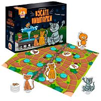 Гра настільна маршрутна "Вусаті нишпорки" VT8055-44 "Vladi Toys", гральне поле, 16 жетонів, 4 фігурки котів, 4 підставки, гральний кубик, прави
