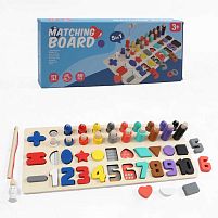 Логічна дерев’яна дошка C 74256 89 деталей, цифри, геометричні форми, магнітна риболовля, гра з кілочками, в коробці
