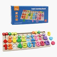 Логічна дерев’яна дошка C 74280 лабіринт, цифри, форми, в коробці