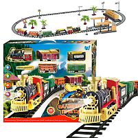 Залізничні пригоди 36988 "WToys", ОЗВУЧУВАННЯ УКРАЇНСЬКОЮ МОВОЮ, 30 деталей, підсвічування, пісня, парогенератор, автоматичний рух, 4 вагони, дек