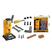 Набір інструментів T 038 дриль, механічне обертання, підсвічування, звуки, на батарейках, лещата, гайкові ключі, в коробці