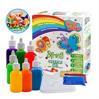 Набір для творчості "Magic water. Creative gel SPRING" MV6031-04 "Ludum", пакетик з порошком, 2 формочки, 3 види блискіток, 8 трафаретів, 7 рі