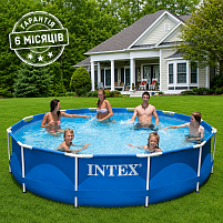 Каркасний басейн Intex 28212 (76*366 см. об'єм: 6503 л. картриджний фільтр-насос 2006 л/год, серія: Metal Frame)