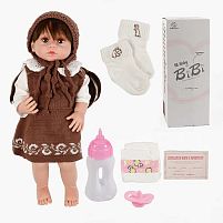 Лялька XBY 6614 звуки, висота 52 см, гумова, пляшечка, памперс, соска, шапочка, шкарпетки, в коробці