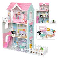Будиночок для ляльок Bambi MD 1670 (39*75*122 см, дерево, 3 поверхи, кімнати, меблі, балкон)