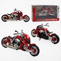 Мотоцикл BG 14-741 "Мото Експерт", металопластик, масштаб 1:12, прогумовані колеса, підсвічування, звук, амортизація, платформа, в коробці