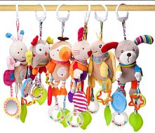 Брязкальце C 75309 “Тваринка”, прорізувач, люстерко, кріплення, в пакеті, ВИДАЄТЬСЯ ТІЛЬКИ МІКС ВИДІВ