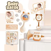 Набір брязкалець 2519 3 іграшки, барабан-колотушка, труба, гумові прорізувачі, кульки, в пакеті