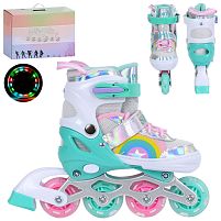 Ролики дитячі Profi Roller A4165-S-GR (розсувні, розмір 30-33, колеса 4/Ø64 мм/PU, в один ряд, гальмо заднє, підсвітка)