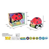 Машинка м`яка QL 8802 C-5 “Божа корівка”, звуки транспорту, веселі мелодії, вібрація, знімний чохол, гумові шини, на батарейках, в коробці