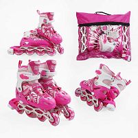 Ролики дитячі Best Roller 24010-S (розсувні, розмір 29-33, колеса: 4/Ø65 мм/PVC, в один ряд, гальмо заднє, підсвітка, сумка)