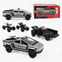 Машинка A 2469 2 види, “Поліція”, металопластик, інерція, звуки, підсвічування, масштаб 1:24, відчиняються двері та капот, 2 режими роботи, квадр