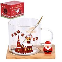 Чашка новорічна на бамбуковій підставці з ложкою "Christmas Spirit" 250мл Stenson R100359