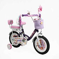 Велосипед дитячий двоколісний Corso ML-36988 «Emily» (колеса Ø14"/гума, рама: сталь, допоміжні колеса, гальмо ручне/ножне, кошик, 3 роки)