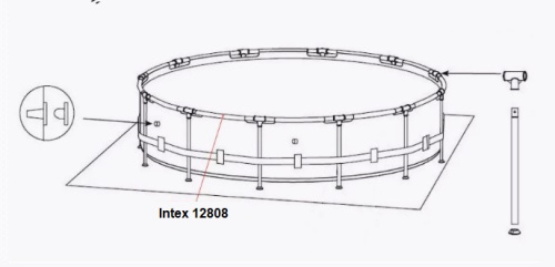 Балка Intex 12808 (горизонтальна, ↔960 мм, Ø48 мм, до каркасних круглих басейнів серії Metal Frame Ø396, Ø427, Ø457, Ø488 см, вироблених з 2020 р) фото 3
