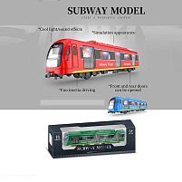 Потяг 731-27 K 1 3 кольори, розмір: 22х4х5 см, підсвічування, звук, інерція, механічне відкриття дверей, в коробці, МІКС видів