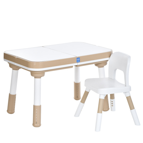 Дитячий столик Bambi M 6320-13 (зі стільчиком, столик: 49*61*76 см, стільчик: 37*37*56 см, поверхня для гри з конструктором, підсвітка, біло-дерев.)
