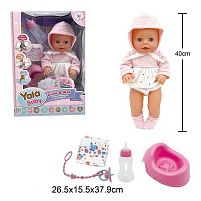Пупс YL 2440 A-F висота 40 см, заплющує очі, знімний одяг, п'є з пляшечки, ходить на горщик, аксесуари, в коробці