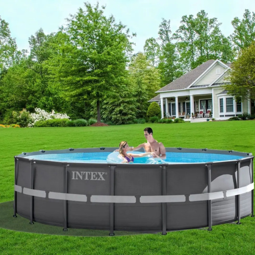 Каркасний басейн Intex 26326 (122*488 см., об'єм: 19156 л., пісочний фільтр-насос 5700 л/год, драбина, тент, підстилка, серія: Ultra XTR Frame)