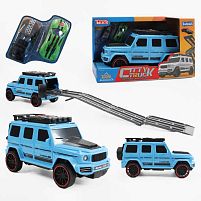 Джип музичний S 977-121 Штрих = 60259 БЛАКИТНИЙ, звук, світло, інерція, машинки в комплекті, в коробці