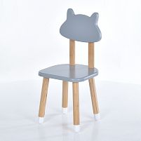 Стільчик дитячий Bambi 04-5C4 «Котик» (дерев'яний, сірий)