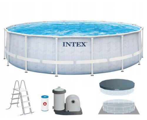 Каркасний басейн Intex 26746 (122*488 см., об'єм: 19176 л., картриджний фільтр-насос: 5678 л/год, підстилка, драбина, тент, серія: Prism Frame) фото 2