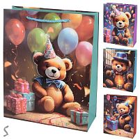Пакет подарунковий паперовий M "Teddy 3D" 26*32*10см Stenson R99700-M