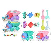 Пісочний набір C 537 машинка, 3 формочки, лопаточка, граблі, в сітці