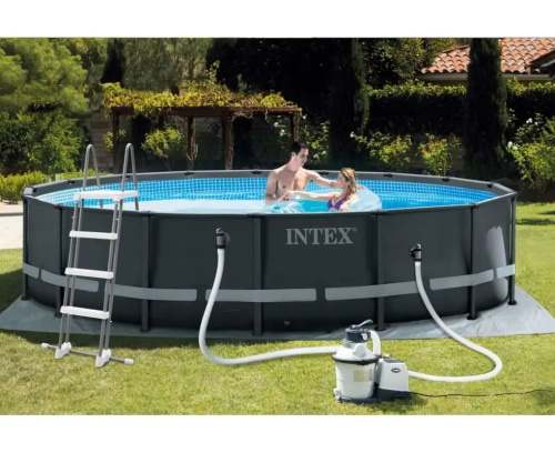 Каркасний басейн Intex 26326 (122*488 см., об'єм: 19156 л., пісочний фільтр-насос 5700 л/год, драбина, тент, підстилка, серія: Ultra XTR Frame) фото 16