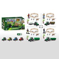 Трактор 5279-101 причеп, фігурка фермера, елементи загорожі, тачка, гумові колеса причепа, аксесуари, в коробці, ВИДАЄТЬСЯ ТІЛЬКИ МІКС ВИДІВ