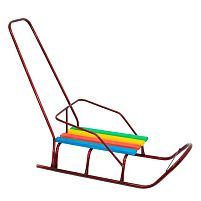 Санки дитячі X-Toys «Класік» (круглі полози, зі спинкою, з знімною батьківською ручкою-штовхачем, з мотузкою, сталеві, бордові, до 60 кг.)