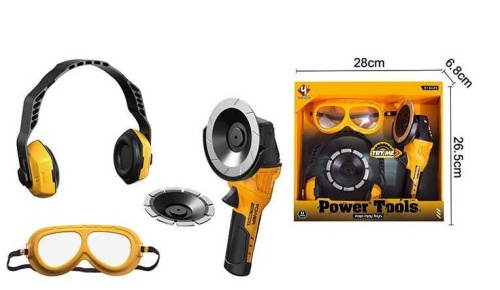 Набір інструментів T 057 шліфувальна машинка, механічний принцип роботи, окуляри, навушники, змінна насадка, в коробці