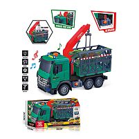 Спецтехніка 688-11 A “Вантажівка з підйомником”, довжина 29 см, підсвічування, звукові ефекти, інерція, гумові колеса, висувна стріла, рухомі дет