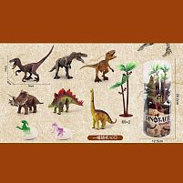 Набір динозаврів JB 008 T 10 дорослих особин, 3 особини в яйці, пальма, в тубі