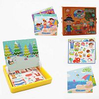 Дерев'яна магнітна дошка С 74454 маркер, картки, магніт, назви англійською мовою, в коробці