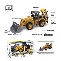 Спецтехніка A 5540 підсвічування, звуки, на батарейках, масштаб 1:40, металевий ківш, інерція, гумові колеса, рухомі елементи, в коробці