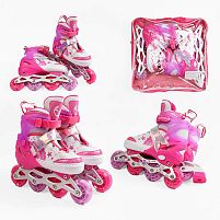 Ролики дитячі X-Toys 3409-77 S (розсувні, розмір 29-33, колеса: 4/Ø60 мм/PU, в один ряд, гальмо: заднє, підсвітка, сумка)