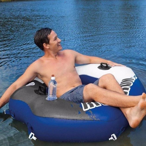 Крісло-коло надувне для плавання Intex 58854 «River Run» (126*130 см, підсклян., спинка, ручки, защелки для швартовки, сітка на дні, 10+, до 150 кг)і фото 8