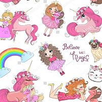 Папір пакувальний крейдований "Принцеса на білому" 70*100см 10л/уп Stenson 1007БЛ