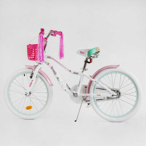 Велосипед 20" дюймів 2-х кол. "CORSO Sweety" SW-20603 / 206037 (1) БІЛИЙ, алюмінієва рама 11’’, ручні гальма, прикраси, зібраний на 75% фото 4