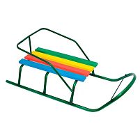 Санки дитячі X-Toys «Класік» (круглі полози, зі спинкою, без ручки, з мотузкою, сталеві, зелені, до 60 кг.)