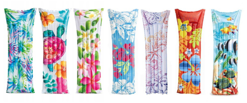 Матрас надувний для плавання Intex 59720 «Тропіки» (69*183 см, 14 кольорів, підголівник, вік 8+, до 100 кг)