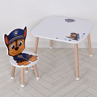 Дитячий столик Bambi M 502-3 «Щінячий патруль» (зі стільчиком, ДСП, столик: 44,5*55*55 см, стільчик: 22*22*49 см, сидіння ↑25 см, силік. захист ніжок)