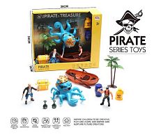 Набір піратів 0807-74 восьминіг з підсвічуванням та парогенерацією, фігурки, човен, аксесуари, в коробці