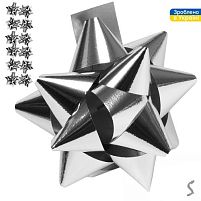 Бант для подарункового пакування "Метал Срібло" 8см 12шт/уп Stenson 4-Silver