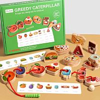 Шнурівка дерев’яна C 73241 18 елементів, 8 карток із завданнями, текстильний мішечок, в коробці