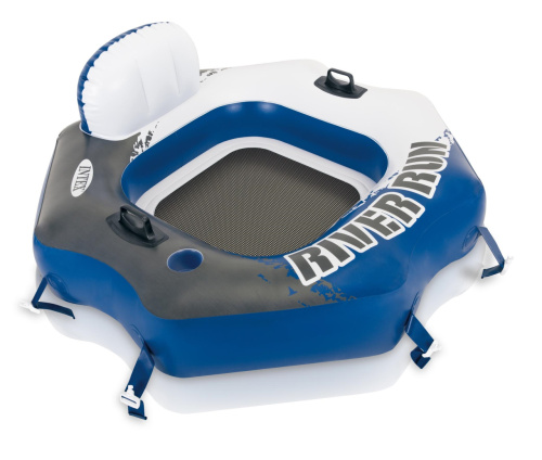 Крісло-коло надувне для плавання Intex 58854 «River Run» (126*130 см, підсклян., спинка, ручки, защелки для швартовки, сітка на дні, 10+, до 150 кг)і фото 2