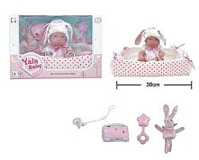 Пупс YL 2512 D-C гумовий, висота 30 см, кокон з ручками, подушечка, брязкальце, пустушка, в коробці