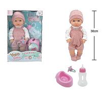 Пупс YL 2530 A-H висота 30 см, п'є з пляшечки, ходить на горщик, знімний одяг, аксесуари, в коробці